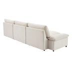 Grand canapé 3 places en polyester de 119,5 pouces avec 2 unités de rangement et pieds en bois d'hévéa pour le salon