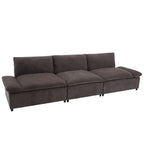Grand canapé 3 places en polyester de 119,5 pouces avec 2 unités de rangement et pieds en bois d'hévéa pour le salon