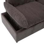 Grand canapé 3 places en polyester de 119,5 pouces avec 2 unités de rangement et pieds en bois d'hévéa pour le salon