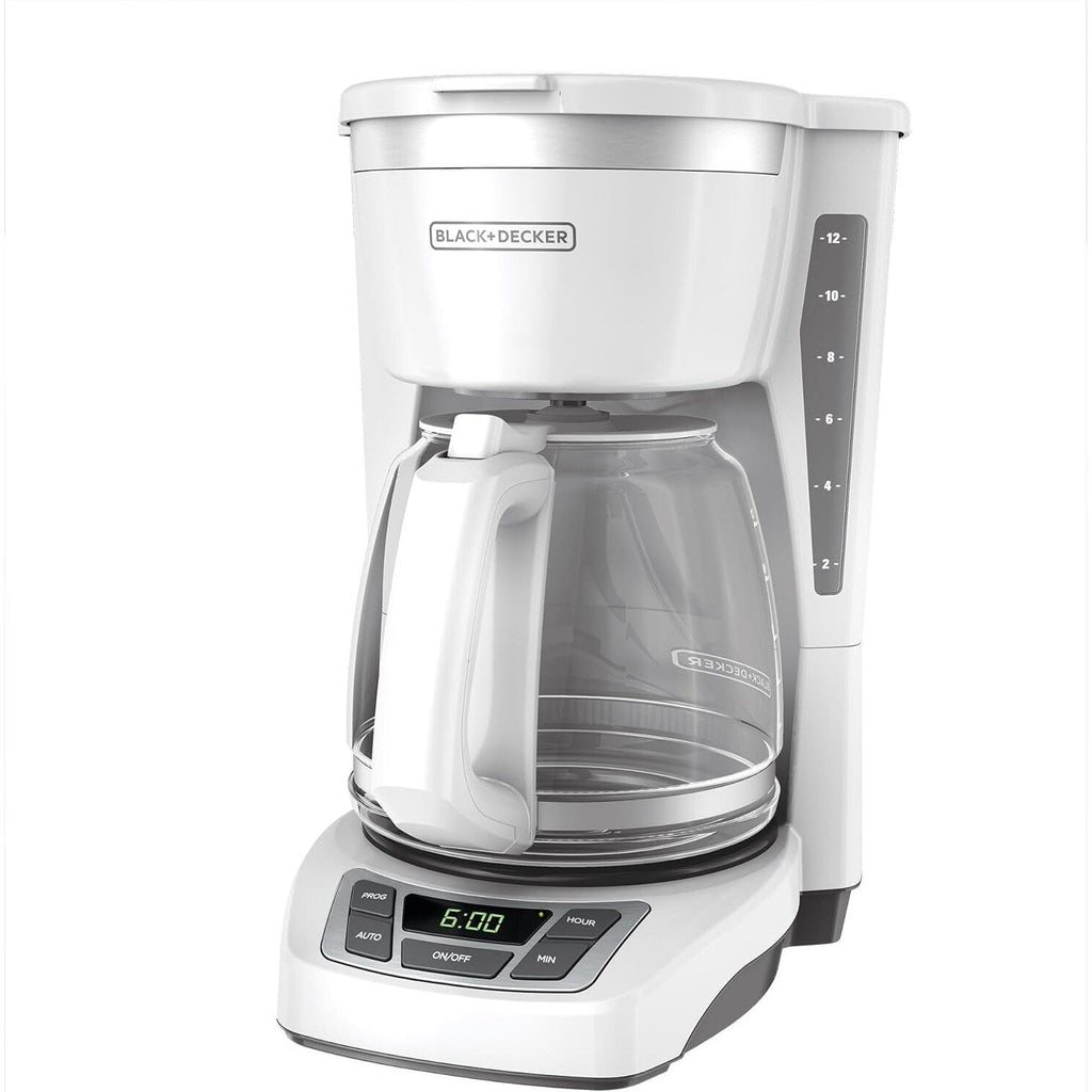 Cafetière numérique 12 tasses, programmable, filtre lavable, Sneak-A-Cup, infusion automatique, maintien de la plaque chauffante, blanche
