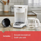 Cafetière numérique 12 tasses, programmable, filtre lavable, Sneak-A-Cup, infusion automatique, maintien de la plaque chauffante, blanche
