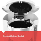 Cafetière numérique 12 tasses, programmable, filtre lavable, Sneak-A-Cup, infusion automatique, maintien de la plaque chauffante, blanche