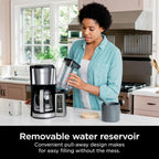 Cafetière programmable 12 tasses, 2 modes d'infusion, plaque chauffante réglable, réservoir de 1,7 l, infusion différée, acier inoxydable noir