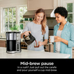 Cafetière programmable 12 tasses, 2 modes d'infusion, plaque chauffante réglable, réservoir de 1,7 l, infusion différée, acier inoxydable noir