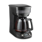 Cafetière goutte à goutte programmable 12 tasses avec 3 options d'infusion, carafe en verre, pause et versement automatiques, acier inoxydable noir (46293)