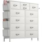 Commode haute en tissu à 12 tiroirs pour chambre à coucher