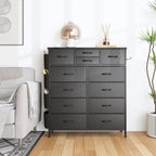 Commode haute en tissu à 12 tiroirs pour chambre à coucher