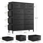 Commode haute en tissu à 12 tiroirs pour chambre à coucher