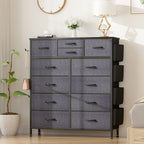 Commode haute en tissu à 12 tiroirs pour chambre à coucher