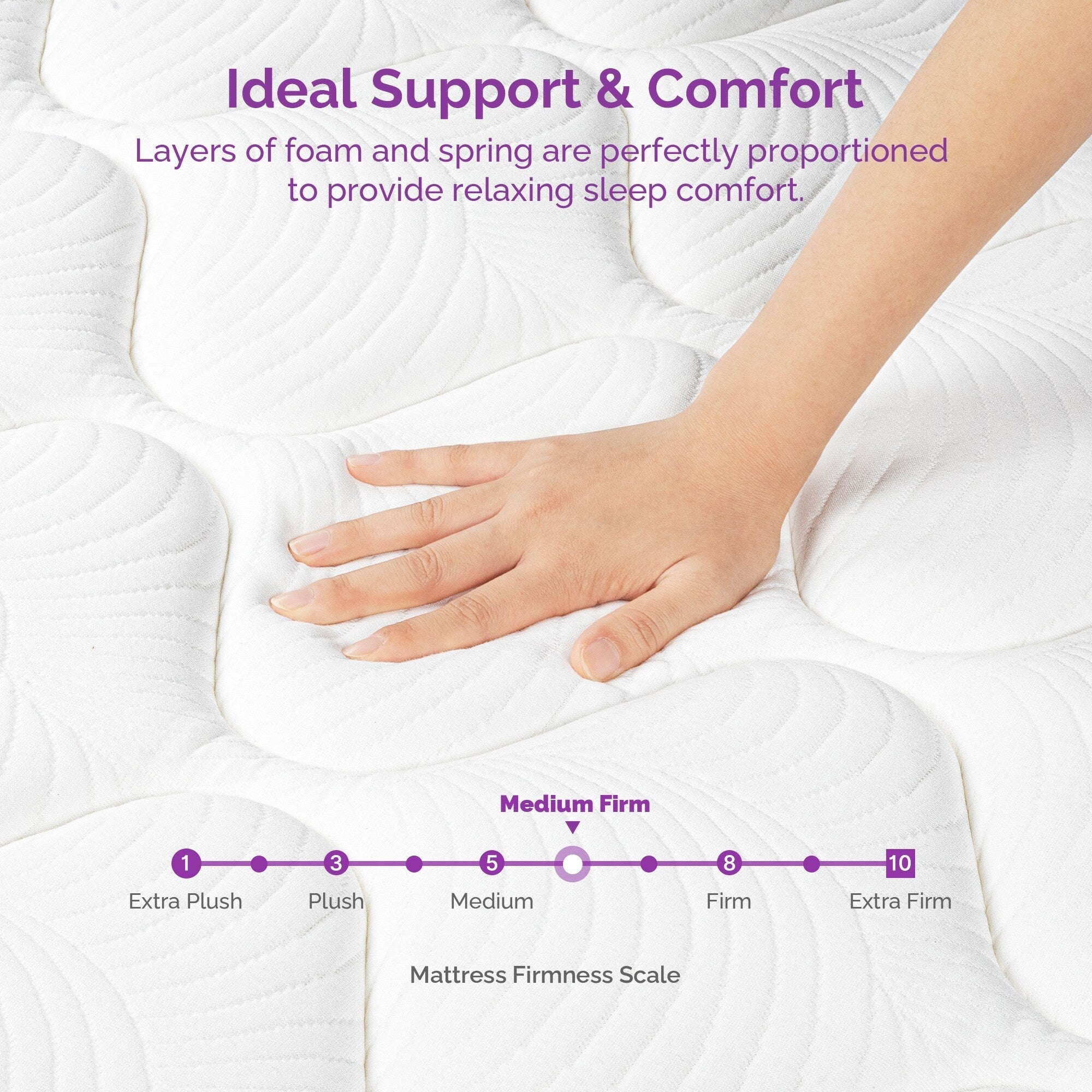 Matelas hybride 12 pouces, mousse à mémoire de forme et ressorts ensachés individuellement, matelas dans une boîte