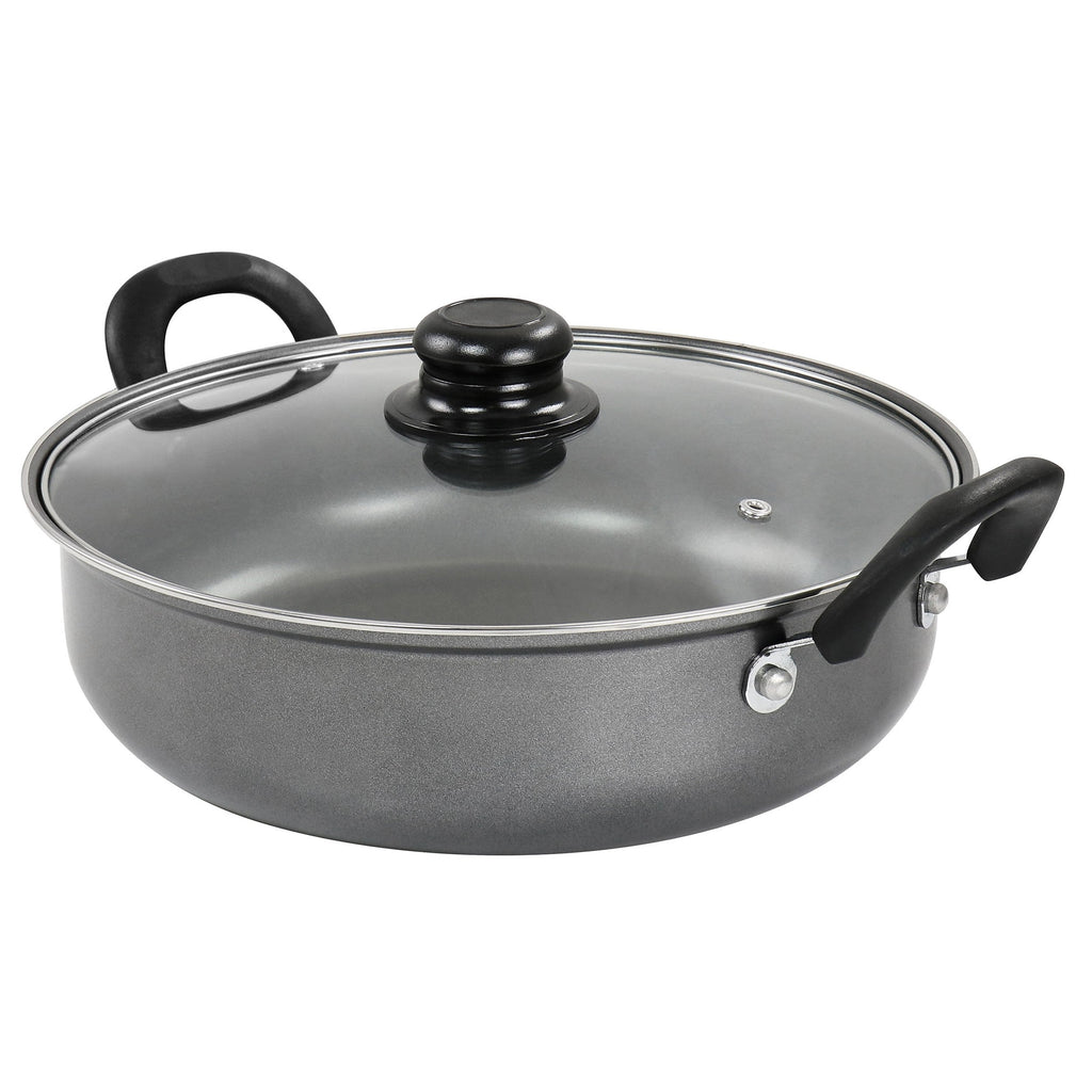 Poêle antiadhésive tout usage Highberry de 12 pouces avec couvercle, gris