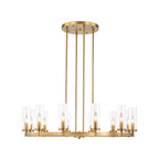 Lustre à 12 lumières en forme de roue de chariot, style moderne du milieu du siècle, en verre transparent, de couleur or/noir, grand modèle