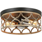 Plafonnier encastré à 2 lumières, 12 po, bronze et bois – 12 W
