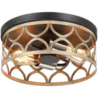 Plafonnier encastré à 2 lumières, 12 po, bronze et bois – 12 W
