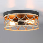 Plafonnier encastré à 2 lumières, 12 po, bronze et bois – 12 W