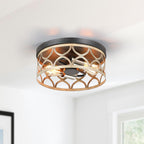 Plafonnier encastré à 2 lumières, 12 po, bronze et bois – 12 W