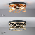 Plafonnier encastré à 2 lumières, 12 po, bronze et bois – 12 W