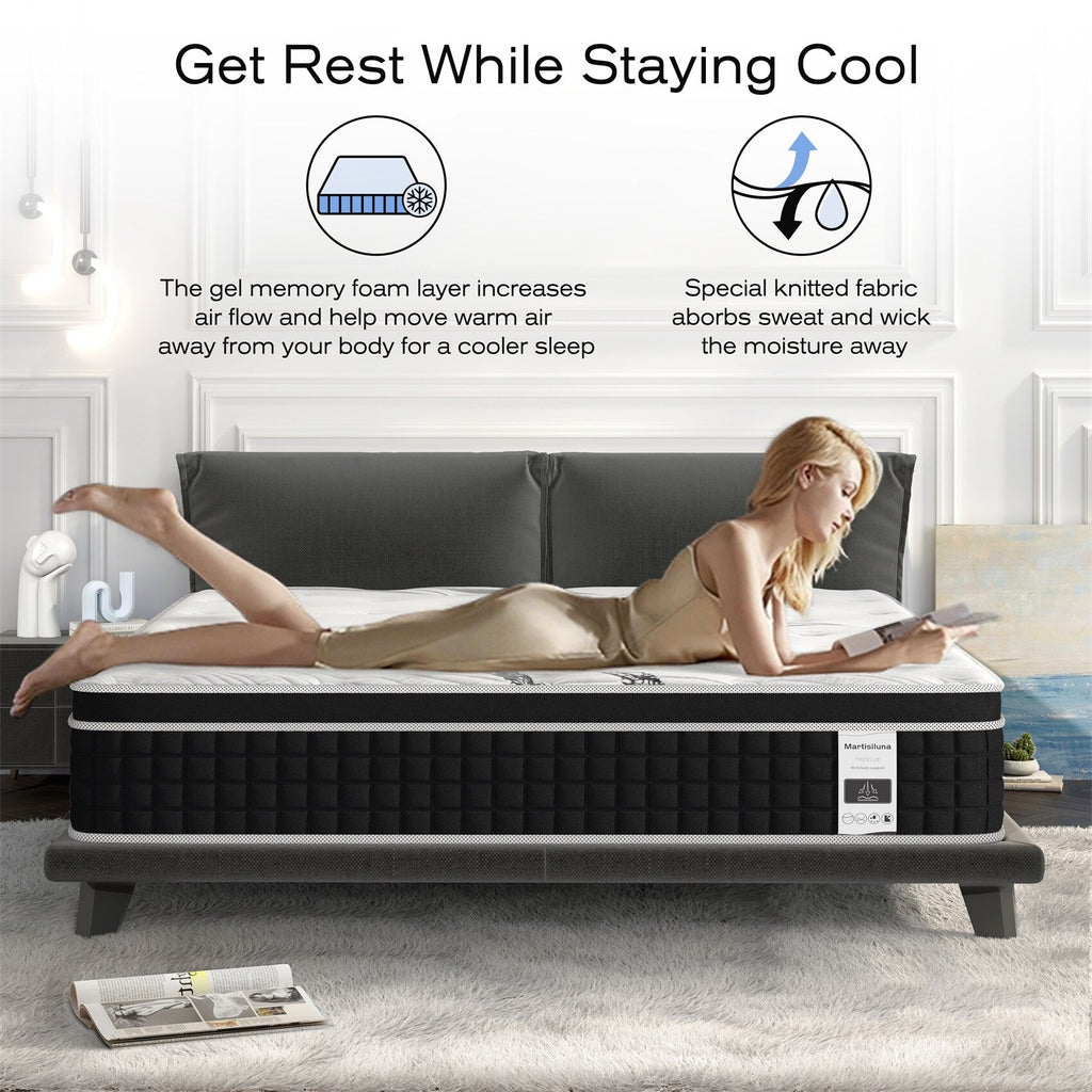 Matelas hybride en mousse à mémoire de forme de 12 pouces dans une boîte