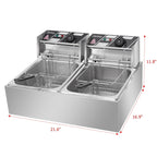 Friteuse électrique à double cylindre en acier inoxydable de 12,7 QT/12 L