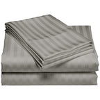 Parure de draps de luxe à rayures en coton 1 200 fils au pouce carré, avec poche profonde