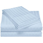 Parure de draps de luxe à rayures en coton 1 200 fils au pouce carré, avec poche profonde