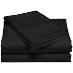 Parure de draps de luxe à rayures en coton 1 200 fils au pouce carré, avec poche profonde
