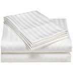 Parure de draps de luxe à rayures en coton 1 200 fils au pouce carré, avec poche profonde