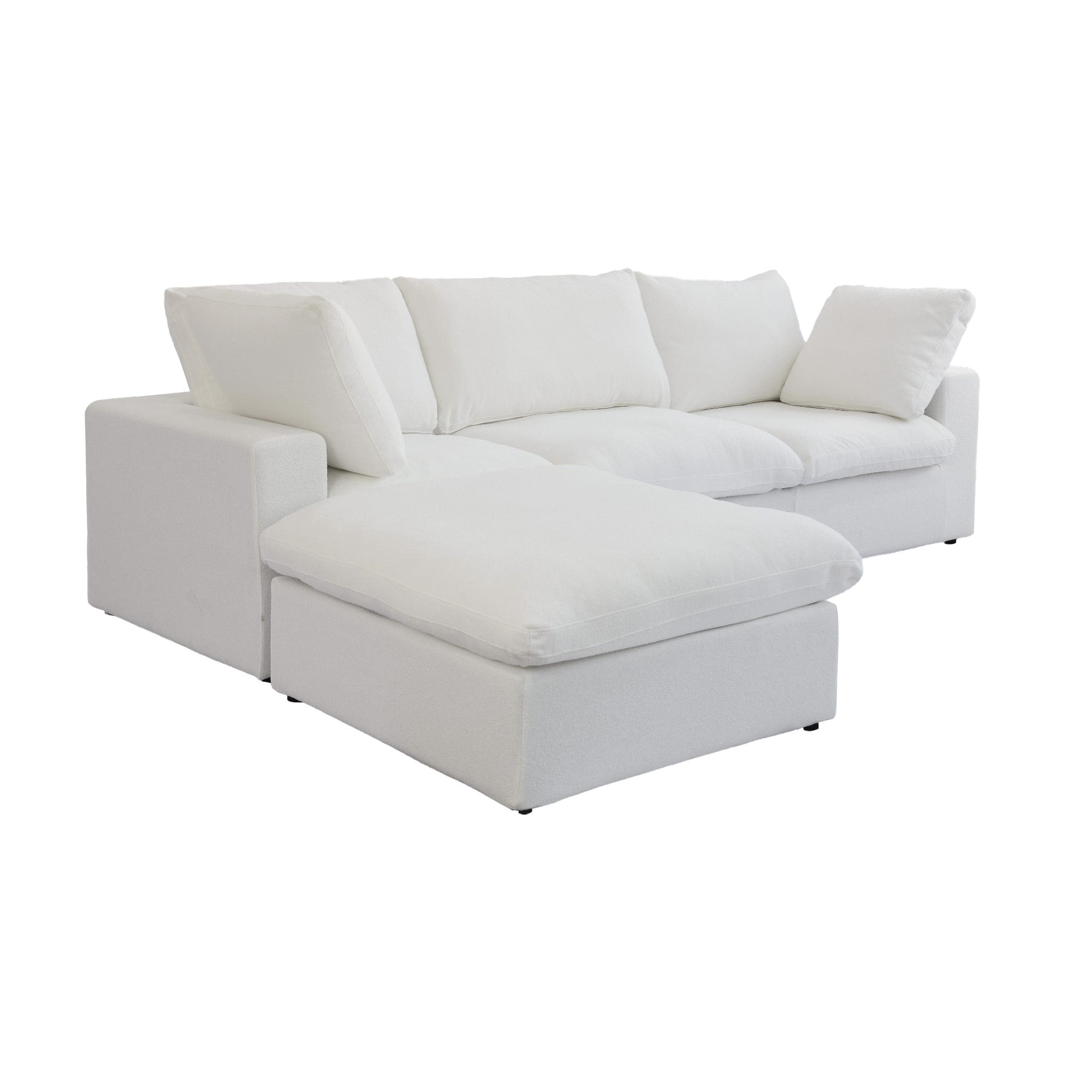 Canapé sectionnel moderne en forme de L de 120 pouces, canapé modulaire en lin avec pouf de rangement