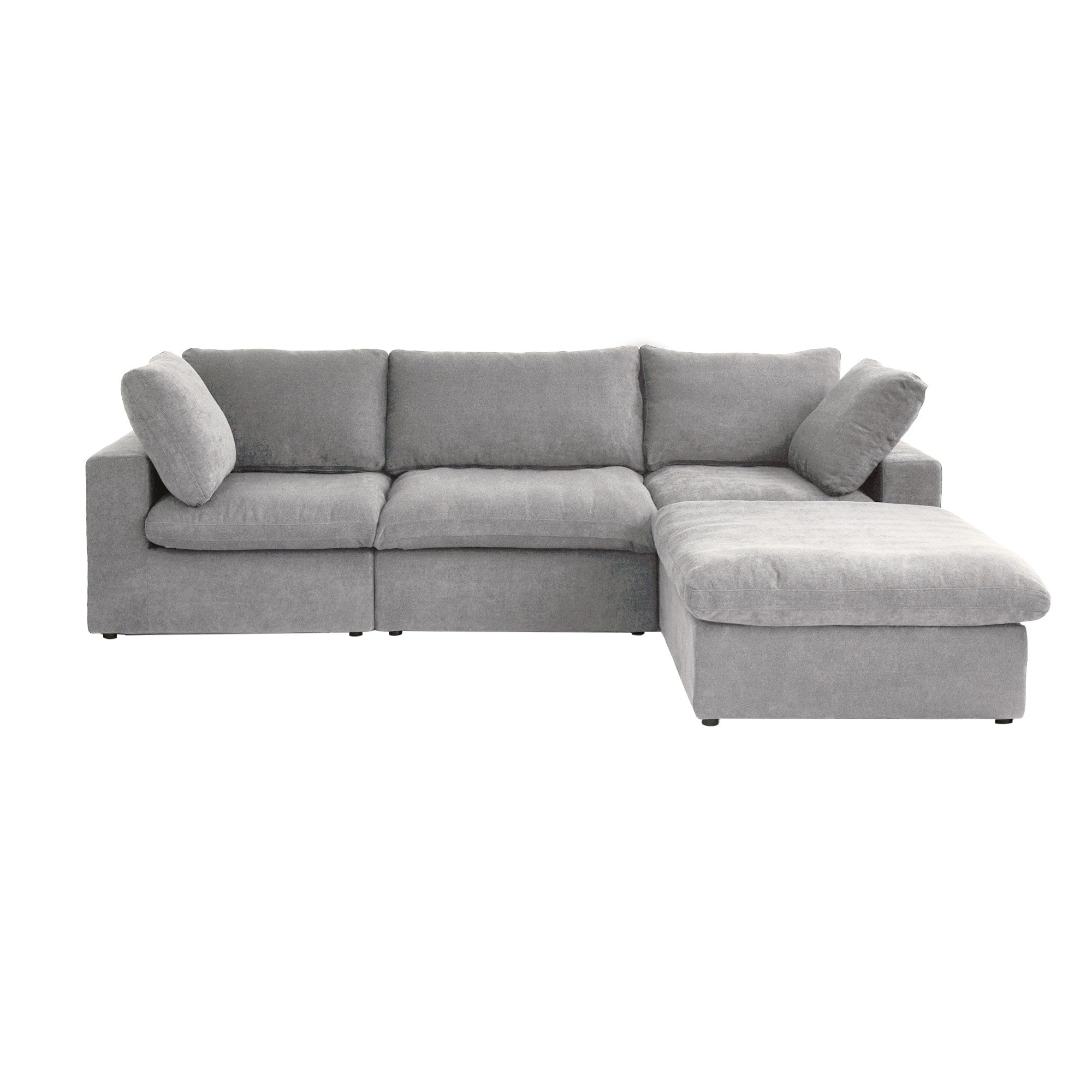 Canapé sectionnel moderne en forme de L de 120 pouces, canapé modulaire en lin avec pouf de rangement