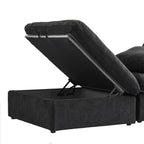 Canapé sectionnel moderne en forme de L de 120 pouces, canapé modulaire en lin avec pouf de rangement
