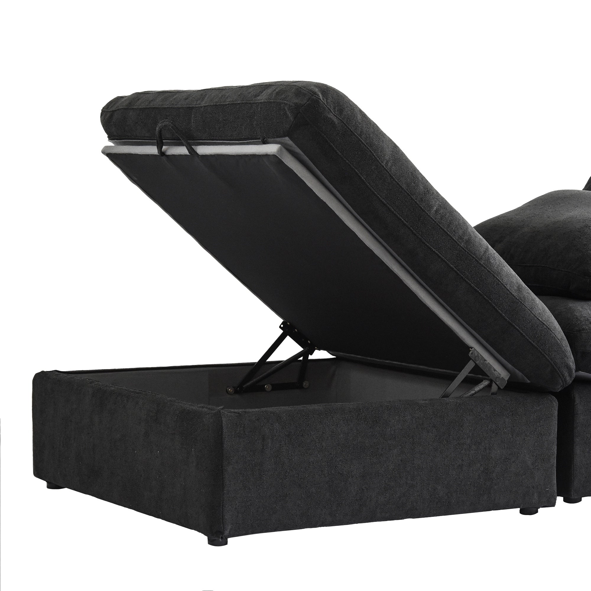 Canapé sectionnel moderne en forme de L de 120 pouces, canapé modulaire en lin avec pouf de rangement