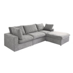 Canapé sectionnel moderne en forme de L de 120 pouces, canapé modulaire en lin avec pouf de rangement
