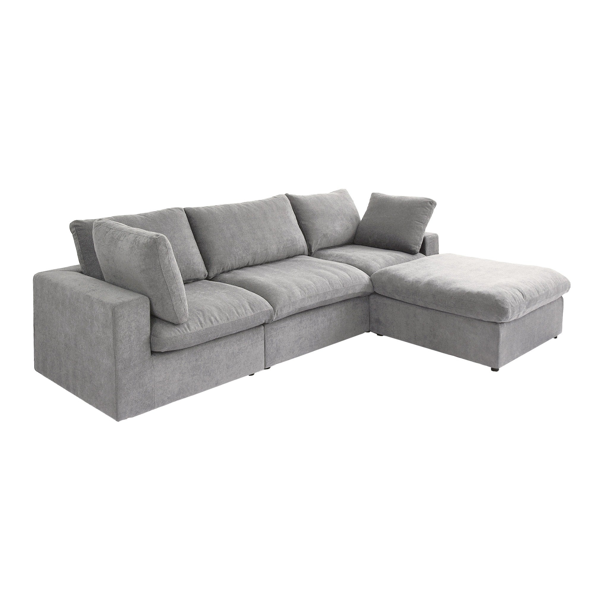 Canapé sectionnel moderne en forme de L de 120 pouces, canapé modulaire en lin avec pouf de rangement