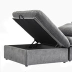 Canapé sectionnel moderne en forme de L de 120 pouces, canapé modulaire en lin avec pouf de rangement