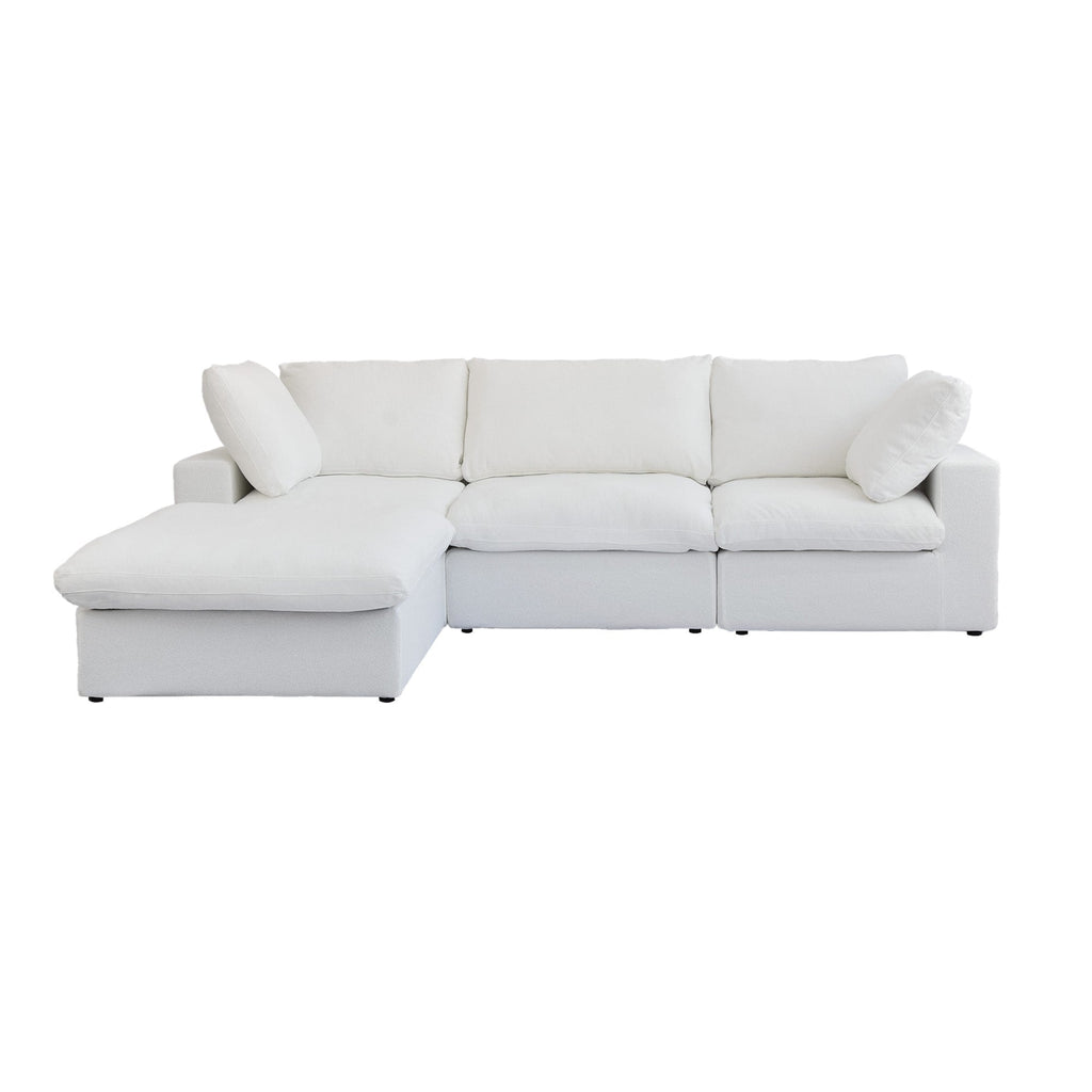 Canapé sectionnel moderne en forme de L de 120 pouces, canapé modulaire en lin avec pouf de rangement