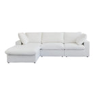 Canapé sectionnel moderne en forme de L de 120 pouces, canapé modulaire en lin avec pouf de rangement