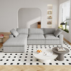Canapé sectionnel moderne en forme de L de 120 pouces, canapé modulaire en lin avec pouf de rangement