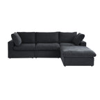 Canapé sectionnel moderne en forme de L de 120 pouces, canapé modulaire en lin avec pouf de rangement