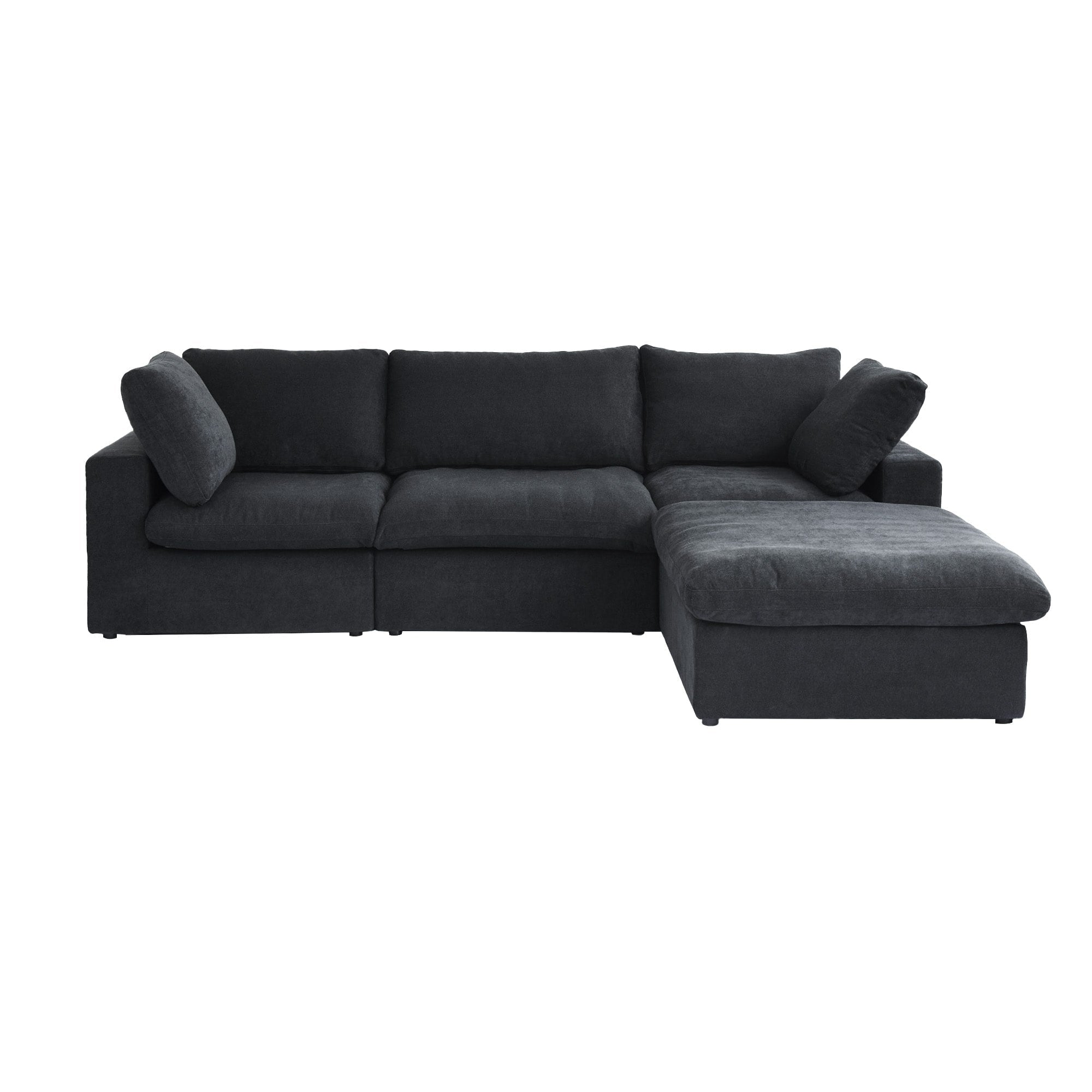 Canapé sectionnel moderne en forme de L de 120 pouces, canapé modulaire en lin avec pouf de rangement