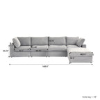 Canapé sectionnel moderne en forme de L de 120 pouces, canapé modulaire en lin avec pouf de rangement