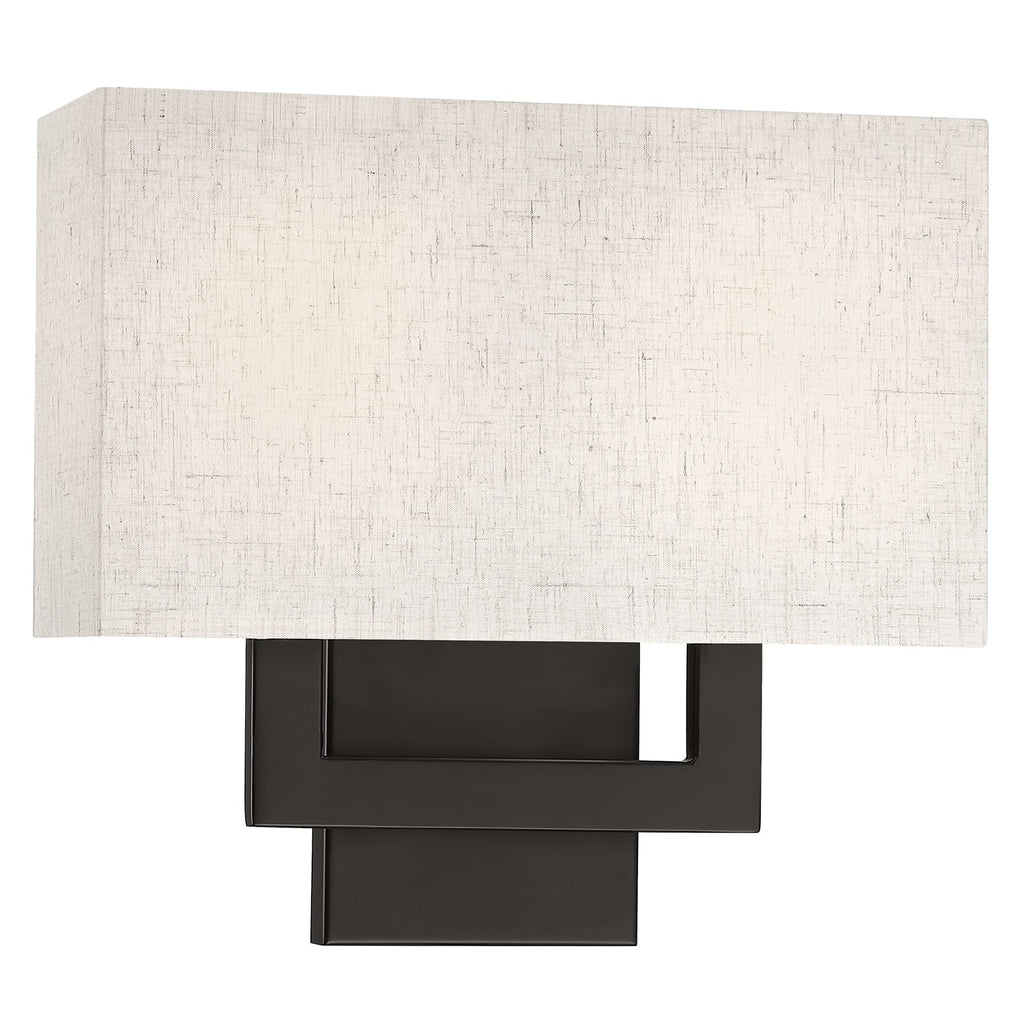 Applique murale bronze foncé de 30 cm de hauteur avec abat-jour en tissu avoine