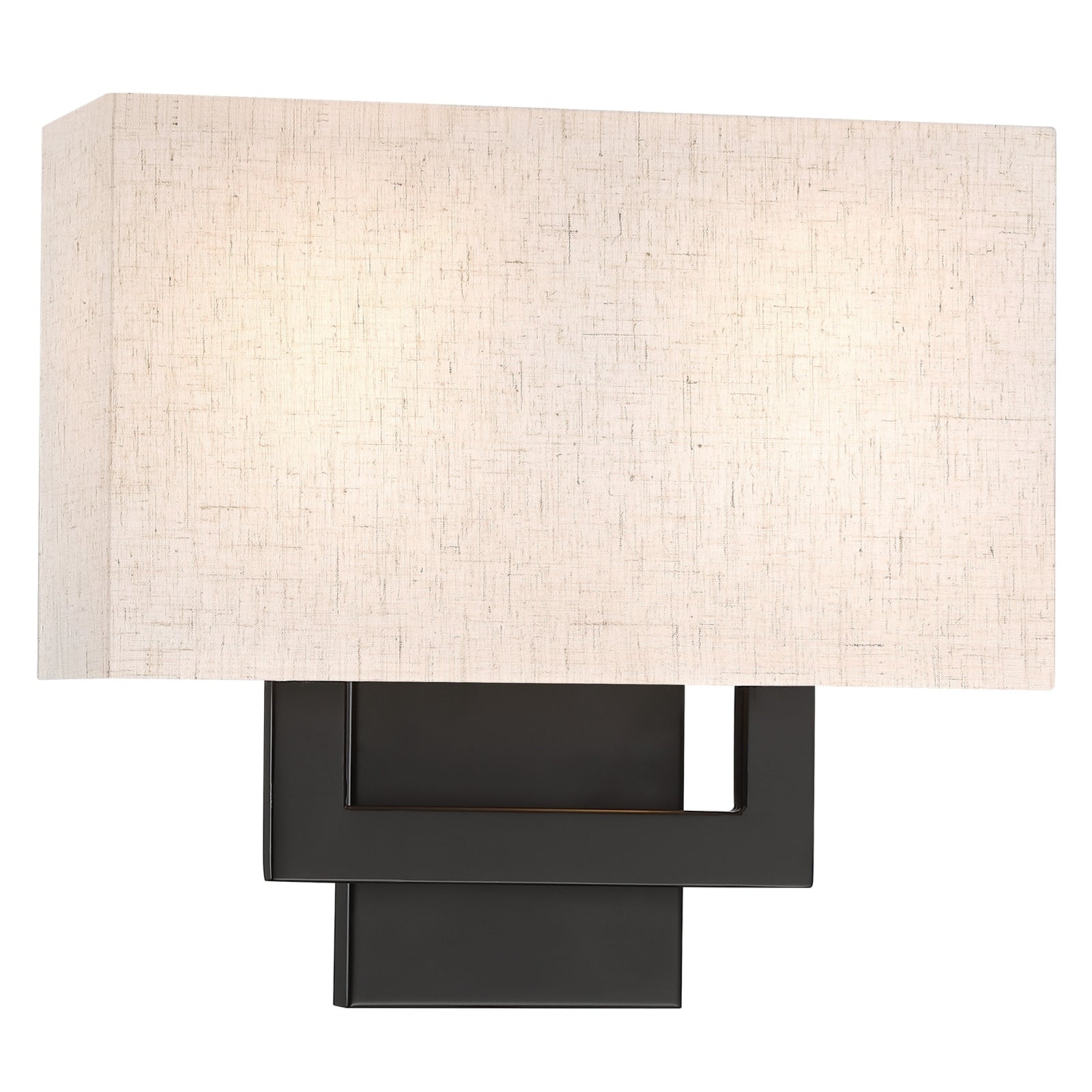 Applique murale bronze foncé de 30 cm de hauteur avec abat-jour en tissu avoine