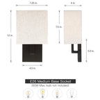 Applique murale bronze foncé de 30 cm de hauteur avec abat-jour en tissu avoine