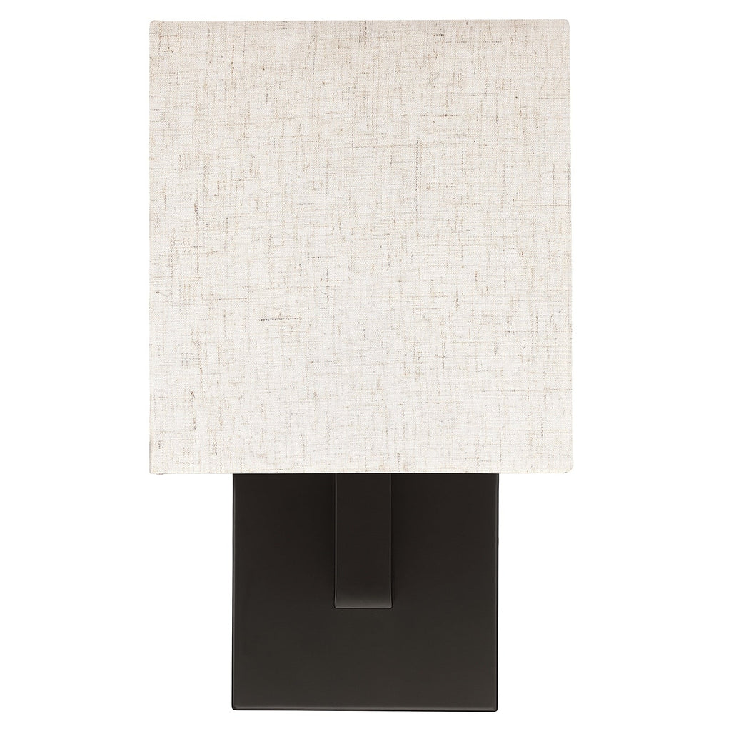 Applique murale bronze foncé de 30 cm de hauteur avec abat-jour en tissu avoine