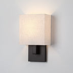 Applique murale bronze foncé de 30 cm de hauteur avec abat-jour en tissu avoine