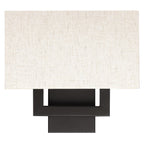Applique murale bronze foncé de 30 cm de hauteur avec abat-jour en tissu avoine