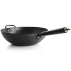 Wok en acier au carbone épais de 13 pouces, noir