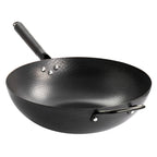 Wok en acier au carbone épais de 13 pouces, noir