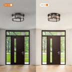 Lustre encastré moderne en cristal noir à 3 lumières pour couloir