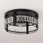 Lustre encastré moderne en cristal noir à 3 lumières pour couloir